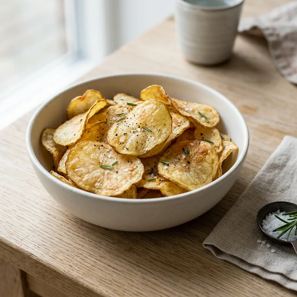 Foto van Aardappelchips uit de airfryer bereid in de airfryer