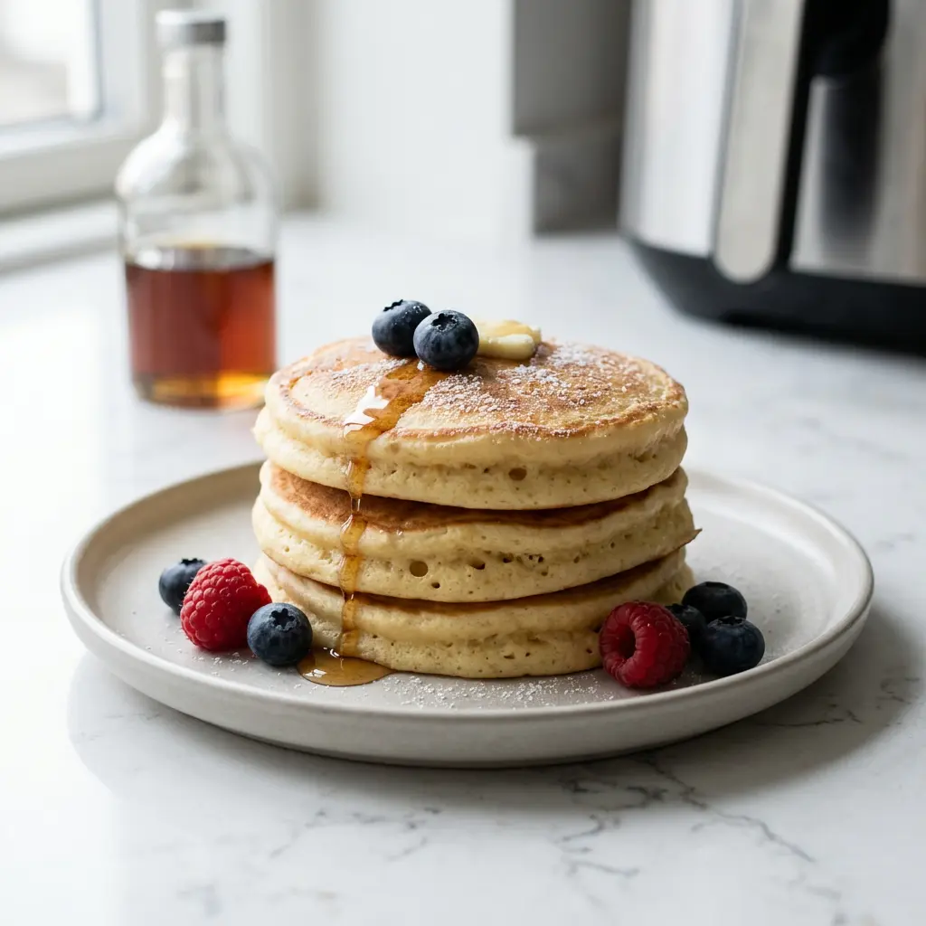 Foto van Amerikaanse pancakes uit de airfryer bereid in de airfryer