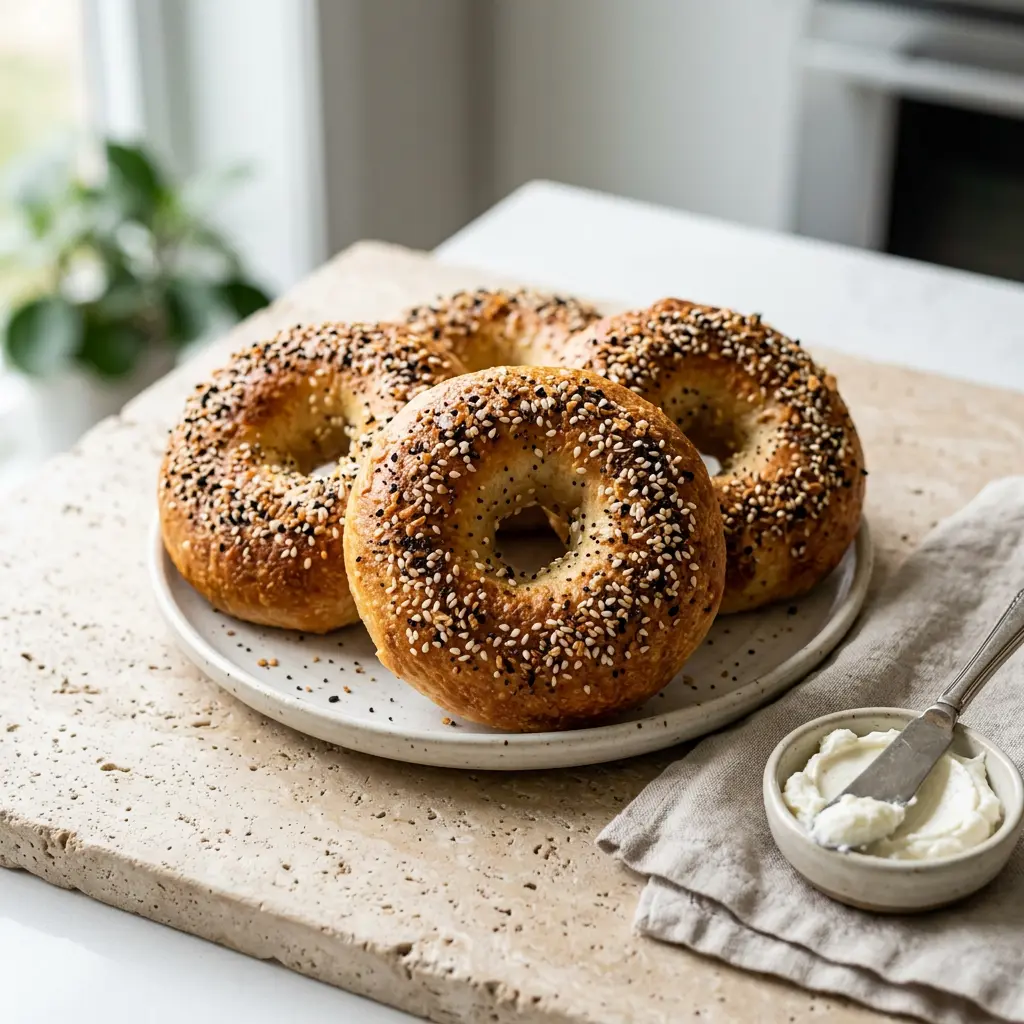 Foto van Bagels uit de airfryer bereid in de airfryer