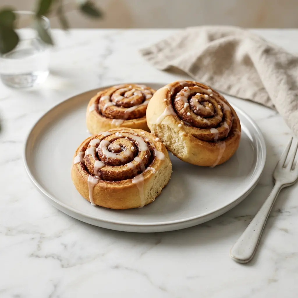 Foto van Bevroren kaneelbroodjes uit de airfryer bereid in de airfryer