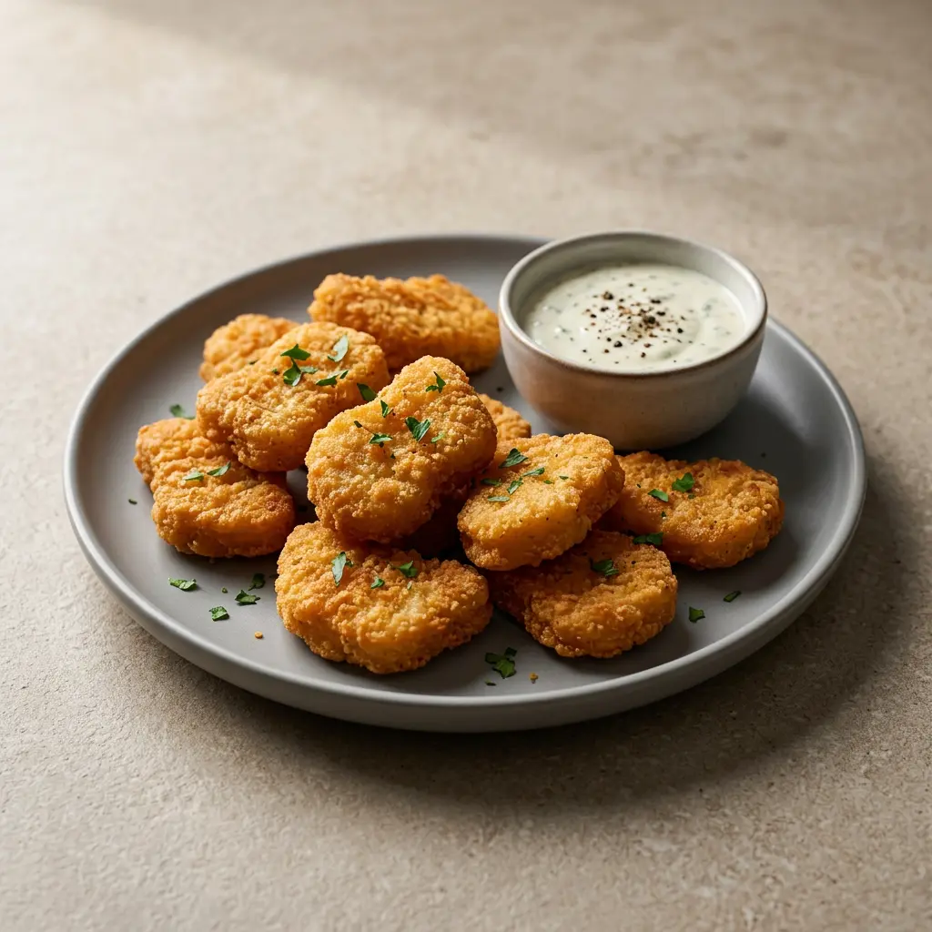 Foto van Bevroren kipnuggets uit de airfryer bereid in de airfryer