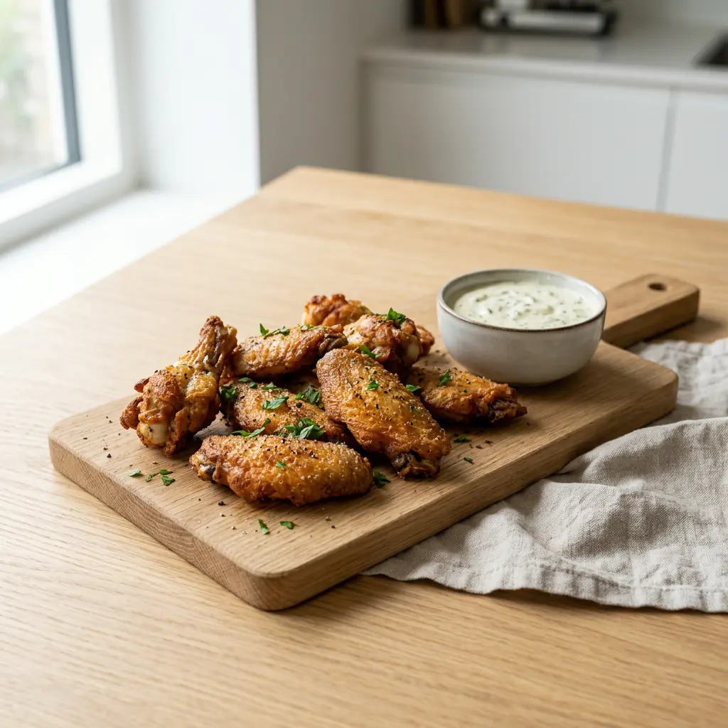 Foto van Bevroren kippenvleugels uit de airfryer bereid in de airfryer