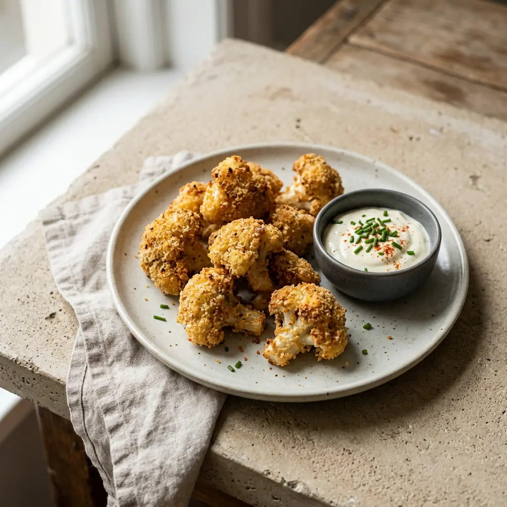 Foto van Bloemkoolnuggets uit de airfryer bereid in de airfryer