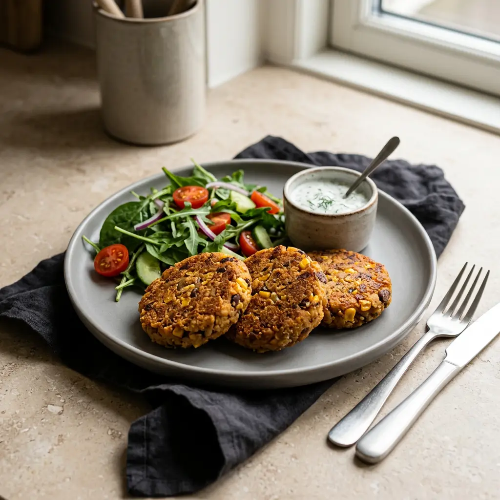 Foto van Bonenburgers uit de airfryer bereid in de airfryer