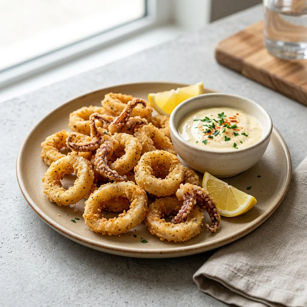 Foto van Calamares uit de airfryer bereid in de airfryer