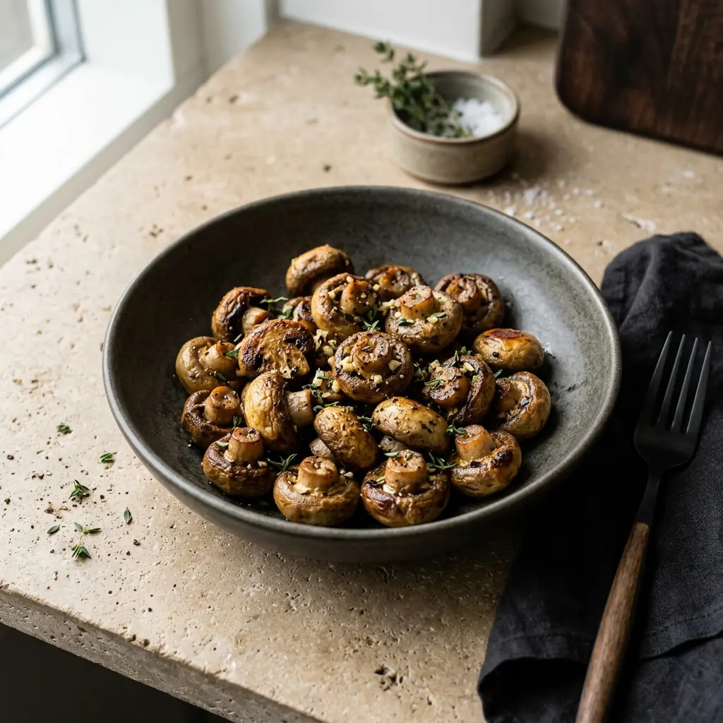 Foto van Champignons uit de airfryer bereid in de airfryer