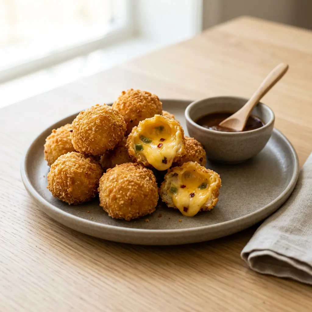 Foto van Chili-cheesehapjes uit de airfryer bereid in de airfryer