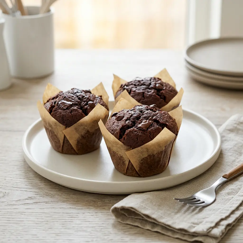 Foto van Chocolademuffins uit de airfryer bereid in de airfryer