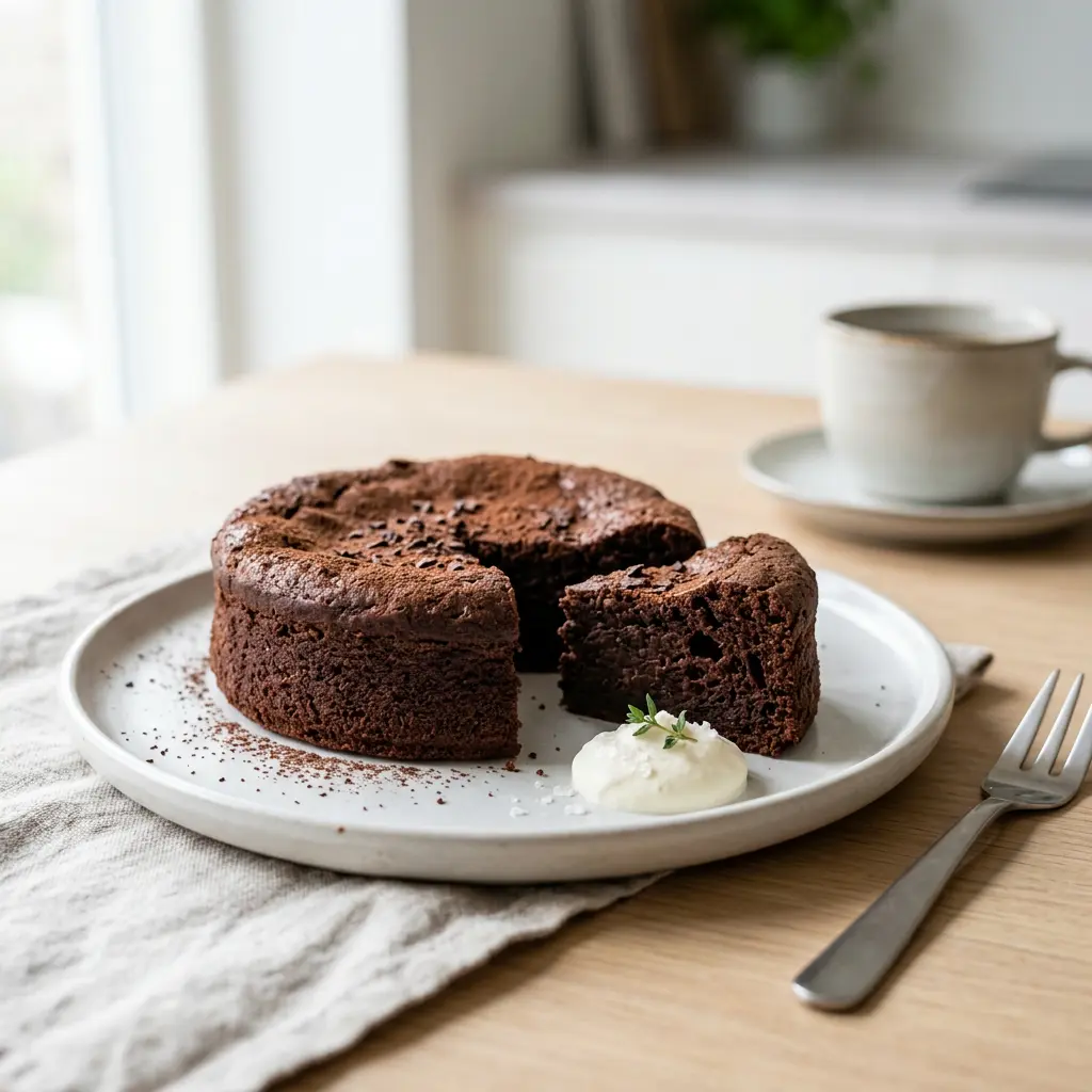 Foto van Chocoladetaart uit de airfryer bereid in de airfryer