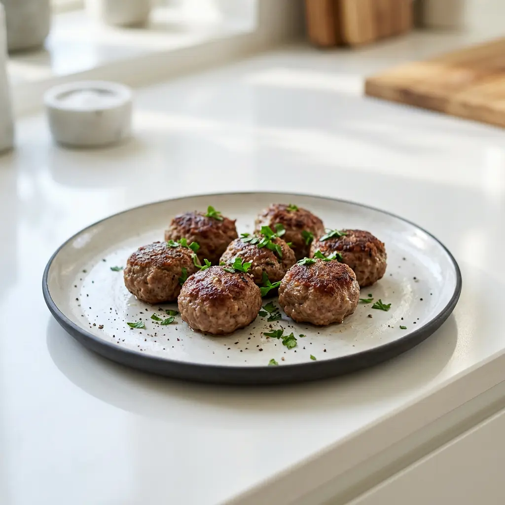 Foto van Deense gehaktballetjes uit de airfryer bereid in de airfryer