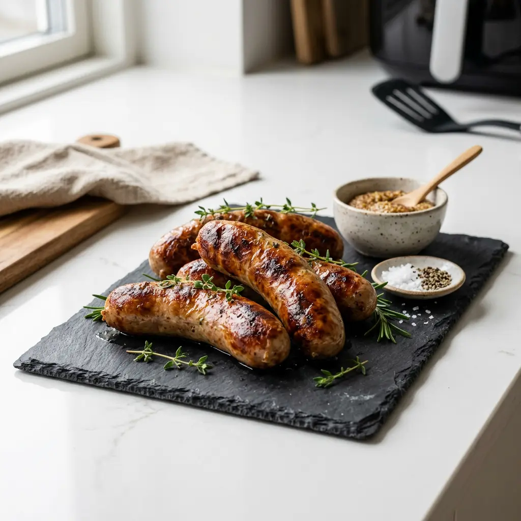 Foto van Deense kerstworst uit de airfryer bereid in de airfryer