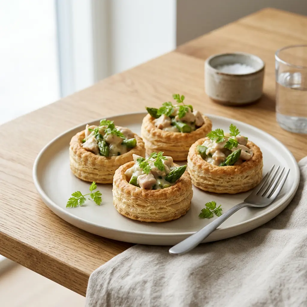 Foto van Deense pasteibakjes uit de airfryer bereid in de airfryer