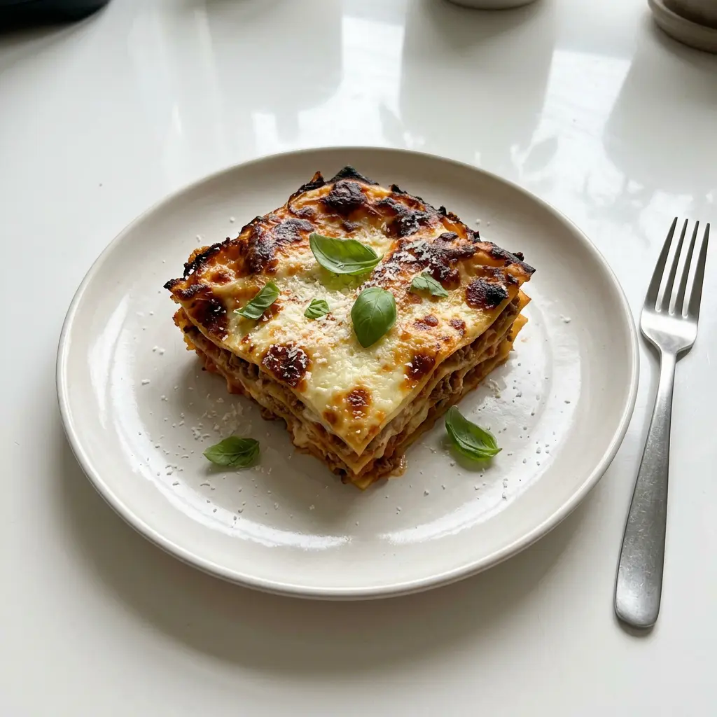 Foto van Diepvrieslasagne uit de airfryer bereid in de airfryer