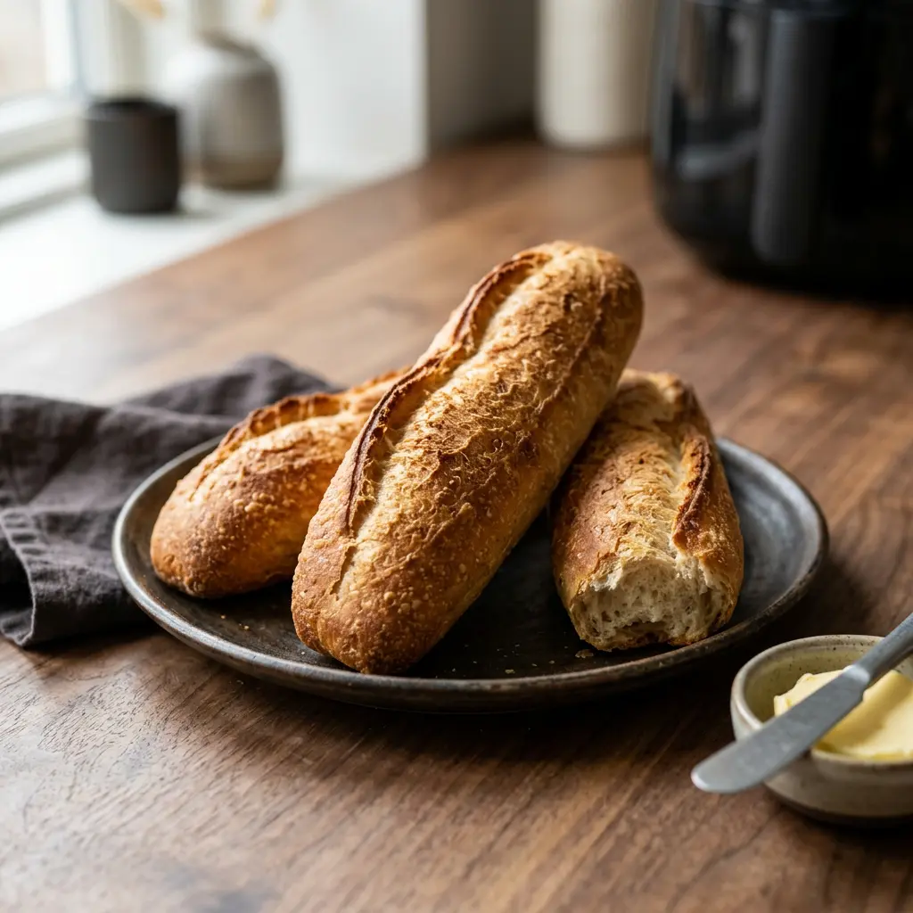 Foto van Diepvriesstokbroden uit de airfryer bereid in de airfryer