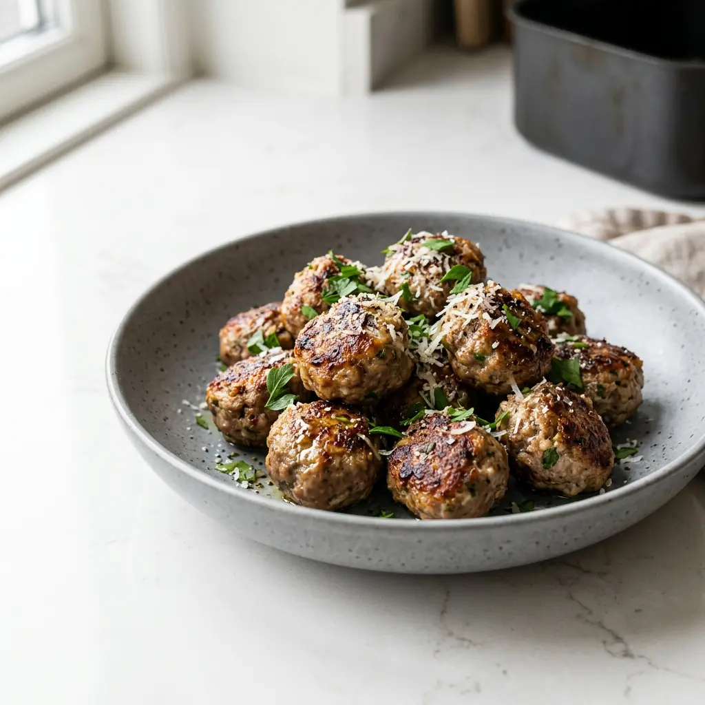 Foto van Gehaktballetjes uit de airfryer bereid in de airfryer