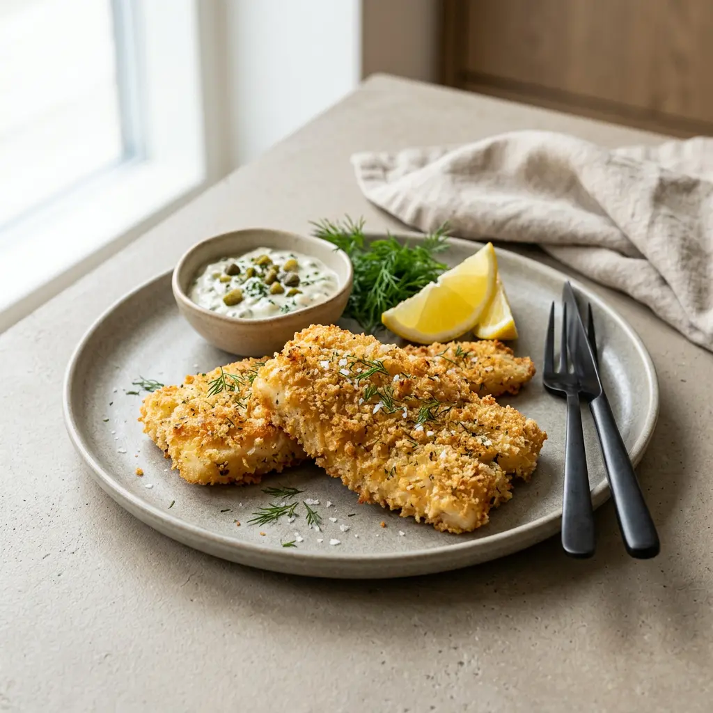 Foto van Gepaneerde vis uit de airfryer bereid in de airfryer