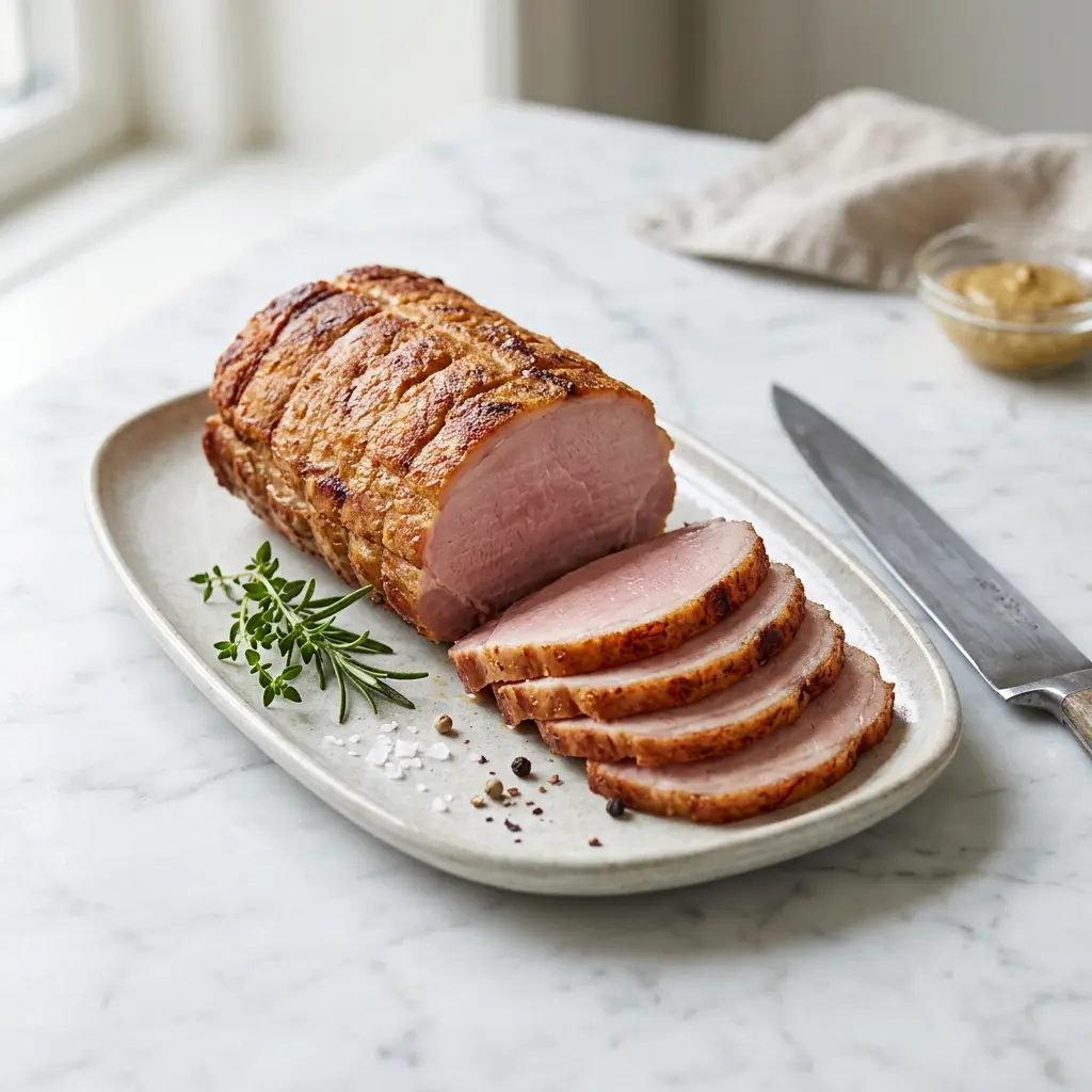 Foto van Gerookte varkenslende uit de airfryer bereid in de airfryer