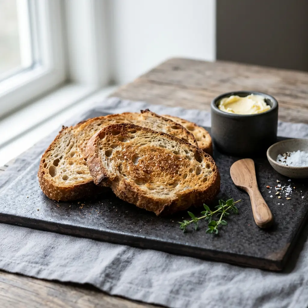 Foto van Geroosterd brood uit de airfryer bereid in de airfryer
