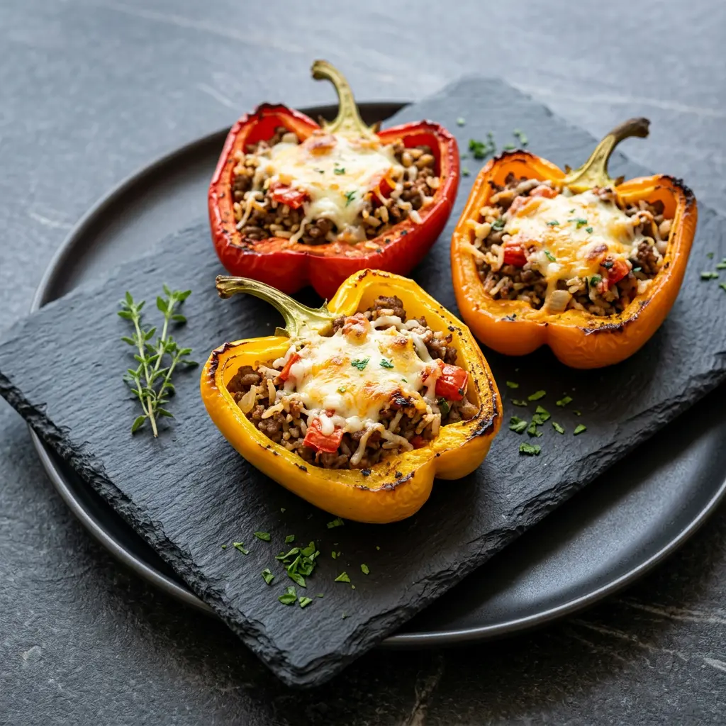 Foto van Gevulde paprika's uit de airfryer bereid in de airfryer
