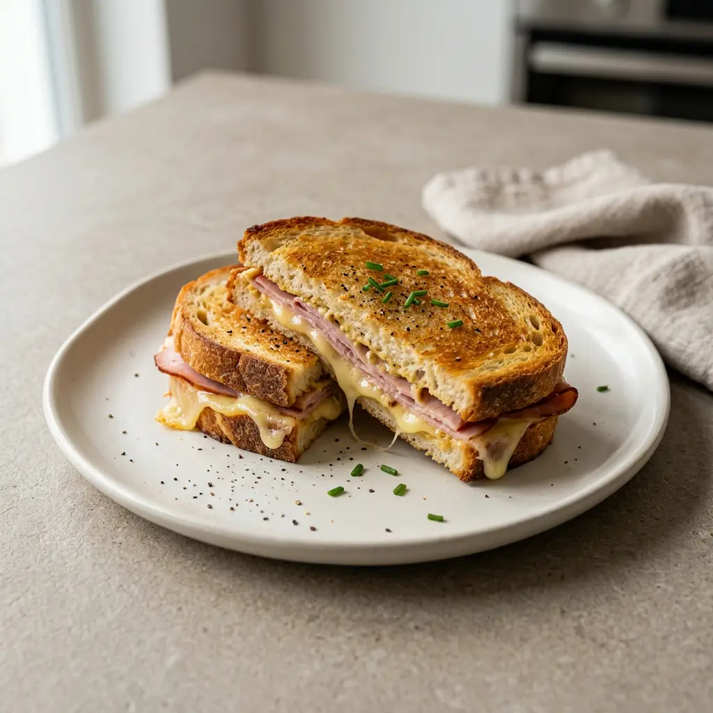 Foto van Ham-kaastosti's uit de airfryer bereid in de airfryer