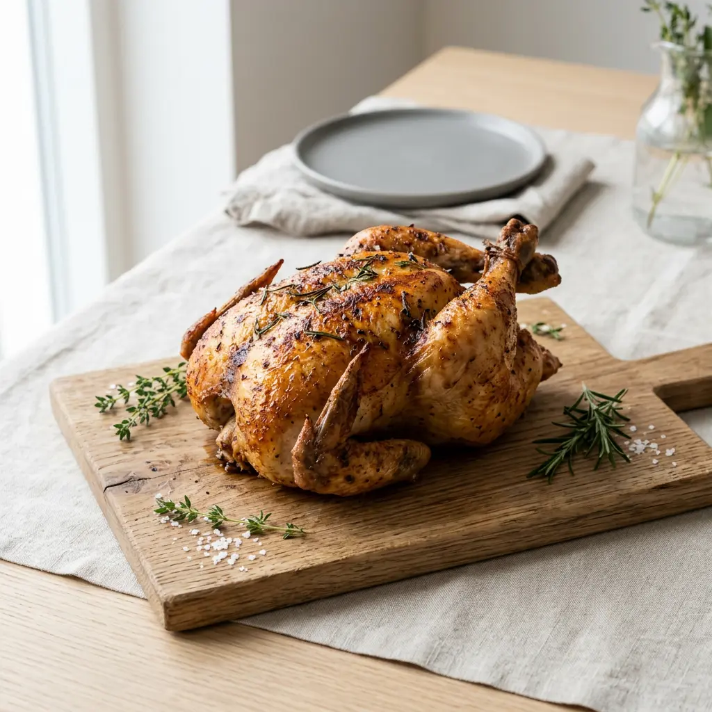 Foto van Hele kip uit de airfryer bereid in de airfryer