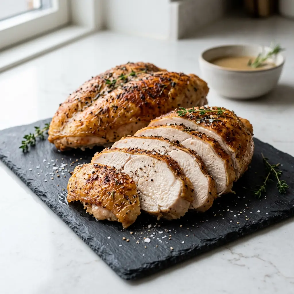 Foto van Kalkoenborst uit de airfryer bereid in de airfryer