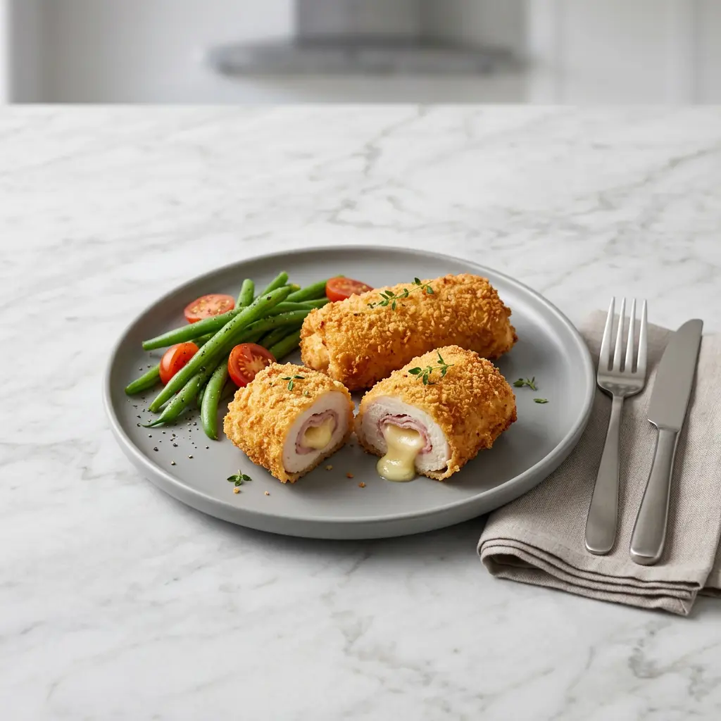 Foto van Kip cordon bleu uit de airfryer bereid in de airfryer