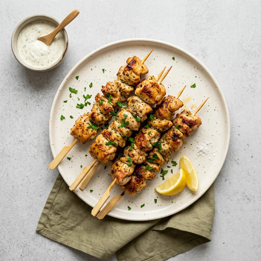 Foto van Kipspiesjes uit de airfryer bereid in de airfryer