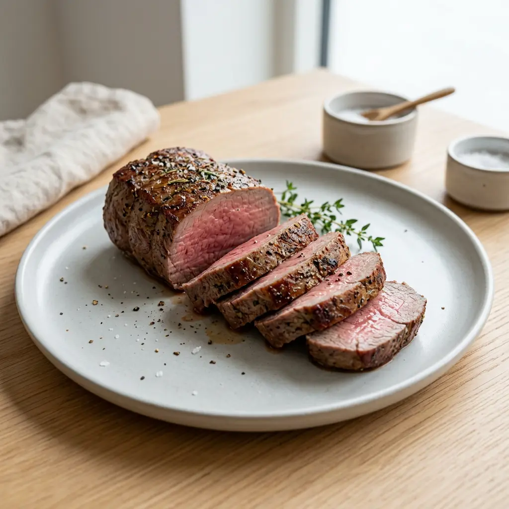 Foto van Ossenhaas uit de airfryer bereid in de airfryer