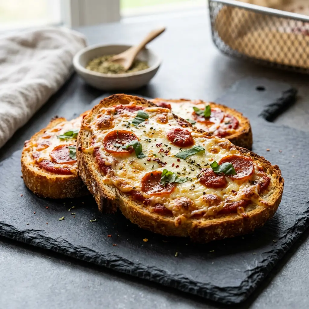 Foto van Pizzatoast uit de airfryer bereid in de airfryer
