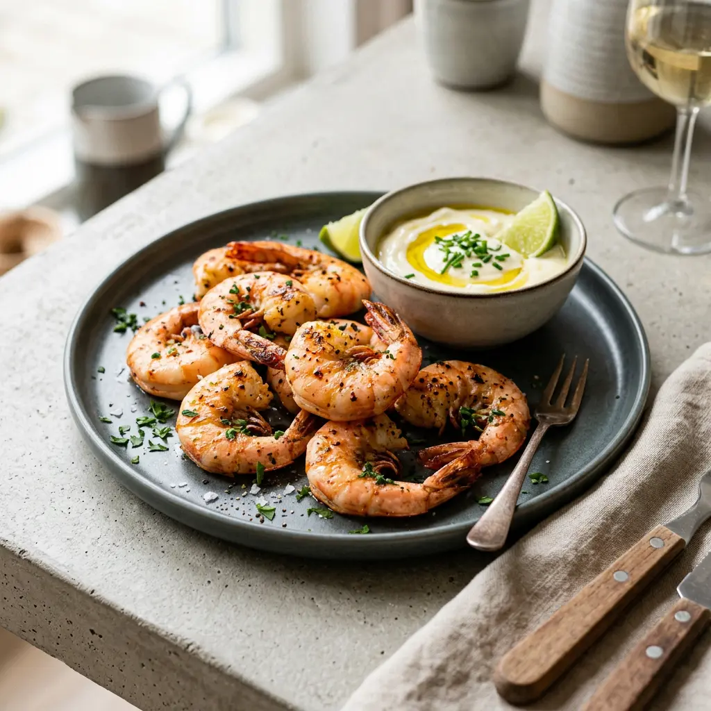Foto van Reuzengarnalen uit de airfryer bereid in de airfryer