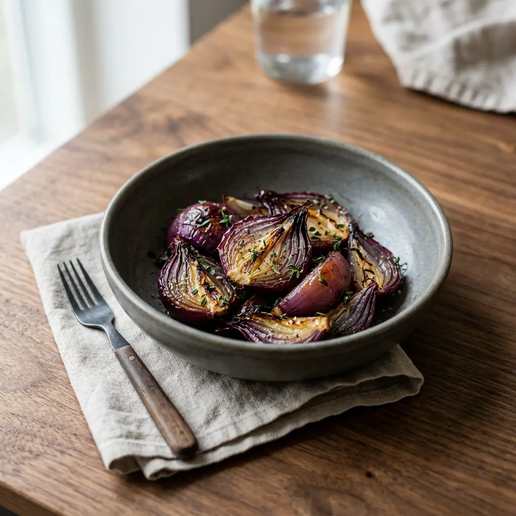 Foto van Rode uien uit de airfryer bereid in de airfryer