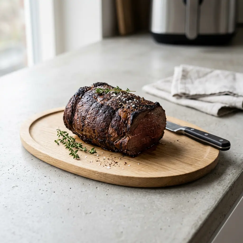 Foto van Rosbief uit de airfryer bereid in de airfryer