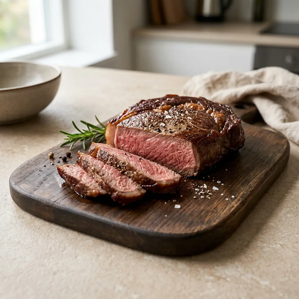 Foto van Rundersteak uit de airfryer bereid in de airfryer