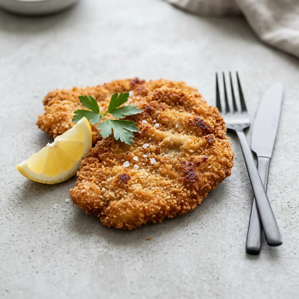 Foto van Schnitzel uit de airfryer bereid in de airfryer