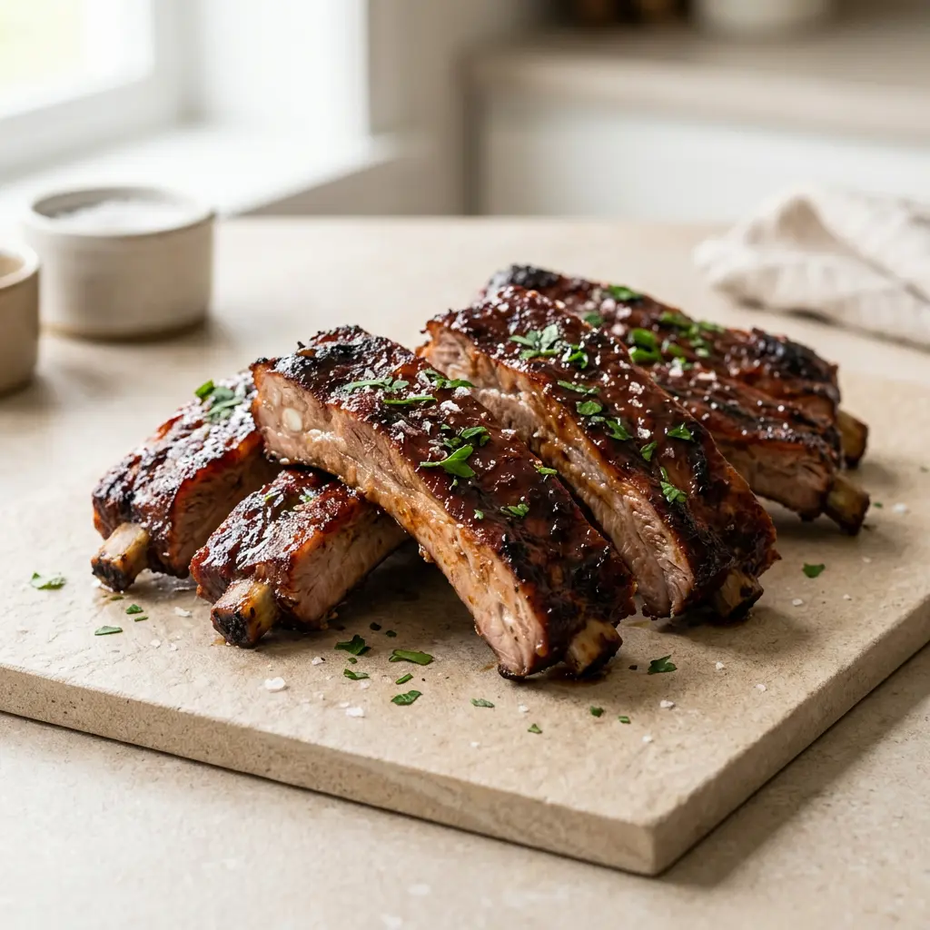 Foto van Spareribs uit de airfryer bereid in de airfryer