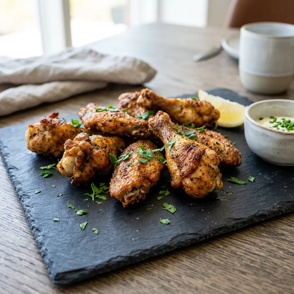 Foto van Stukken kip uit de airfryer bereid in de airfryer