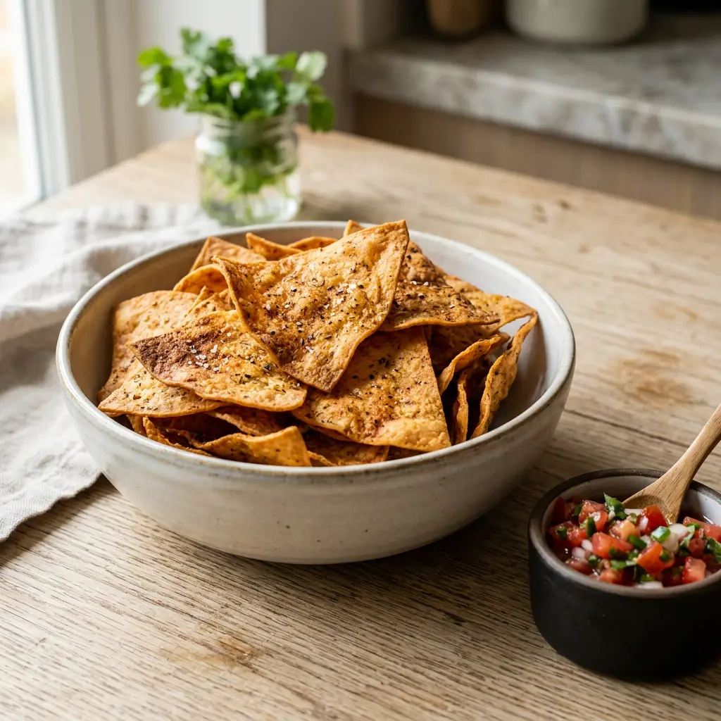 Foto van Tortillachips uit de airfryer bereid in de airfryer