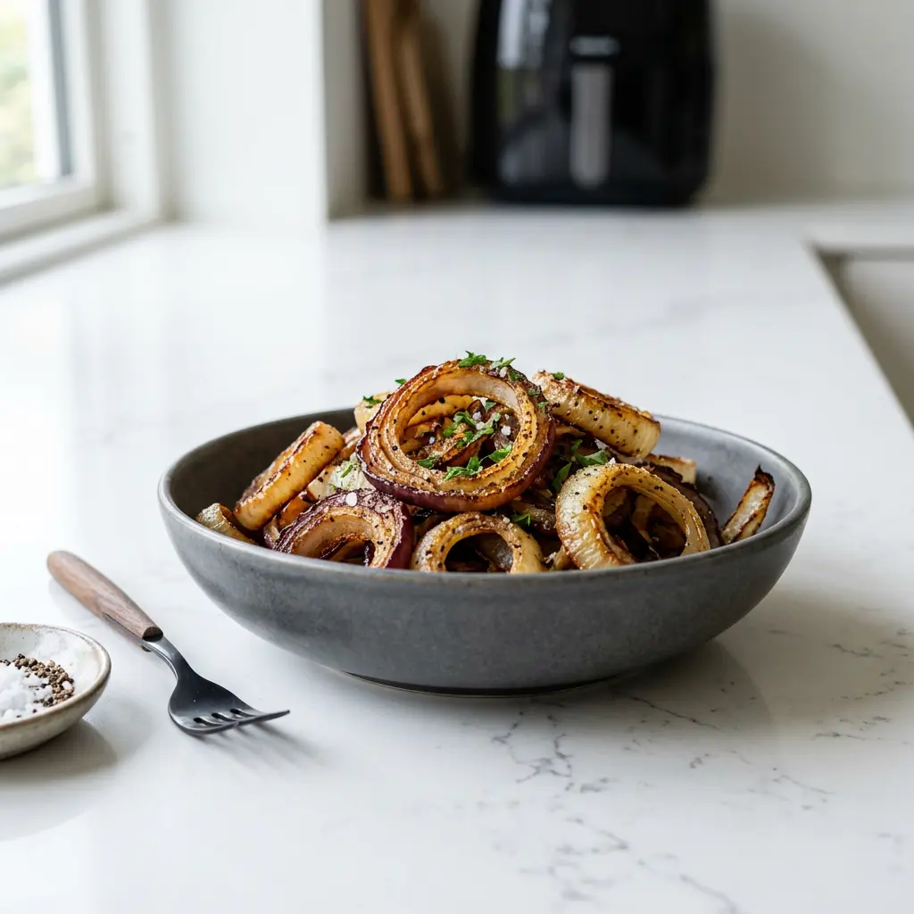 Foto van Uien uit de airfryer bereid in de airfryer