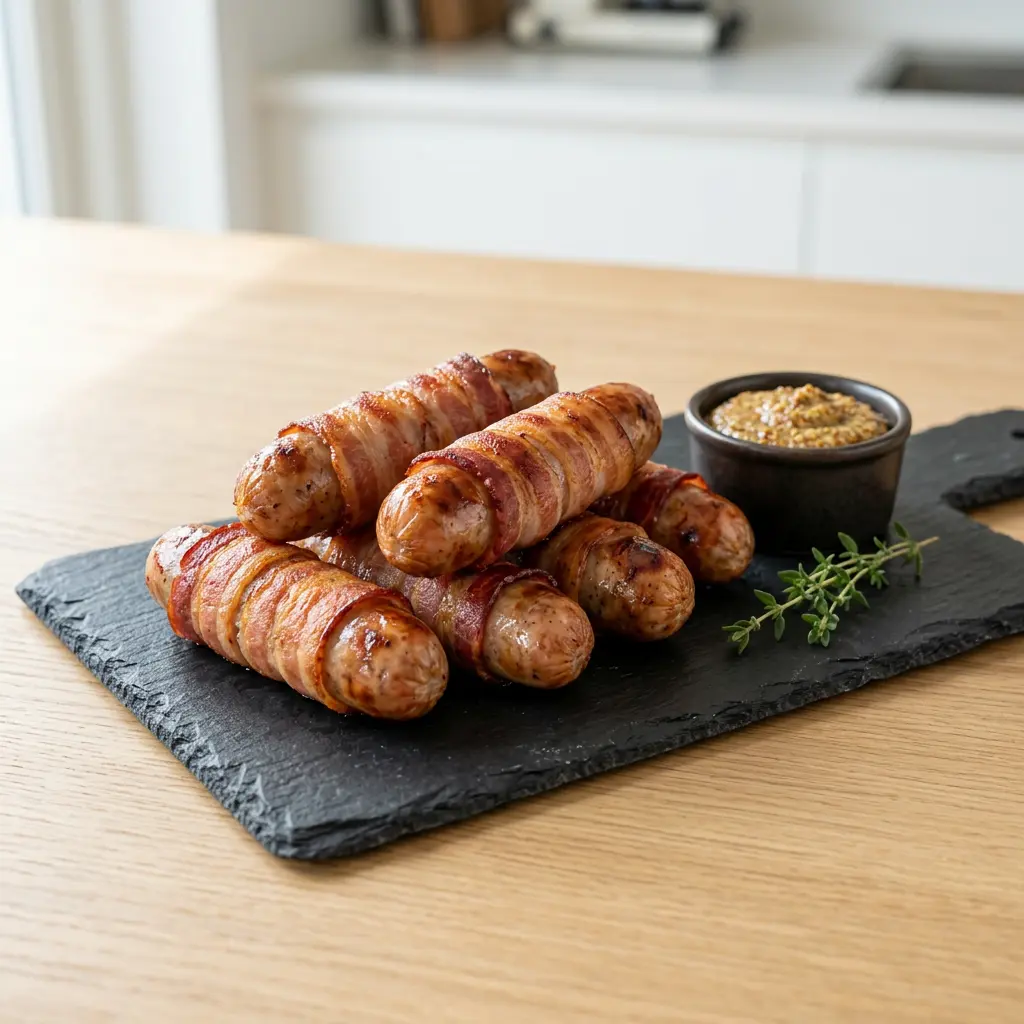 Foto van Worstjes in spek uit de airfryer bereid in de airfryer
