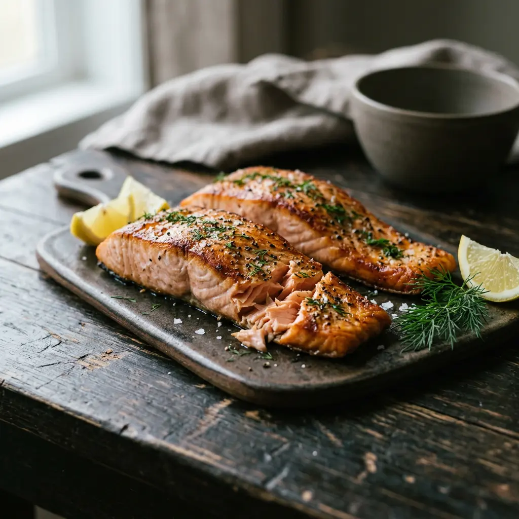 Foto van Zalm uit de airfryer bereid in de airfryer