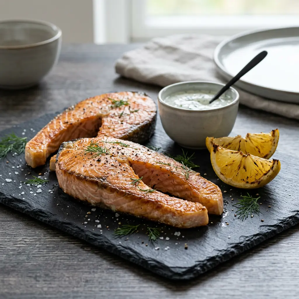 Foto van Zalmsteaks uit de airfryer bereid in de airfryer