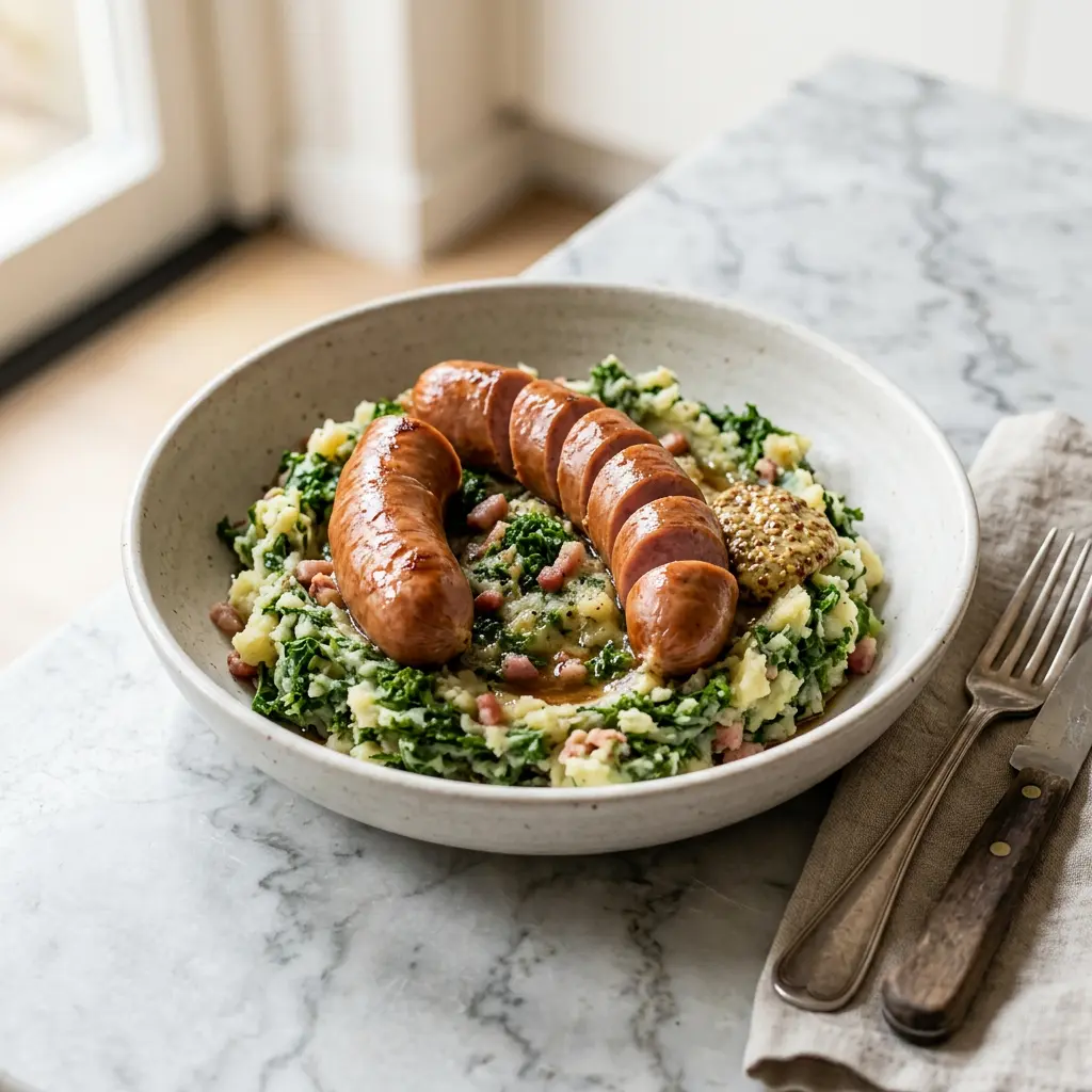 Foto van Boerenkoolstamppot klaar om te serveren