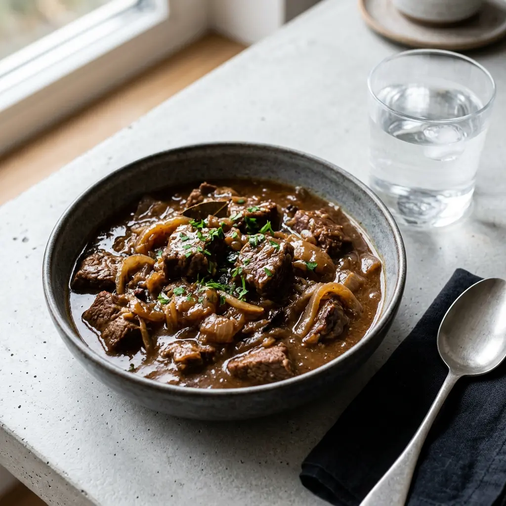 Foto van Hachee klaar om te serveren