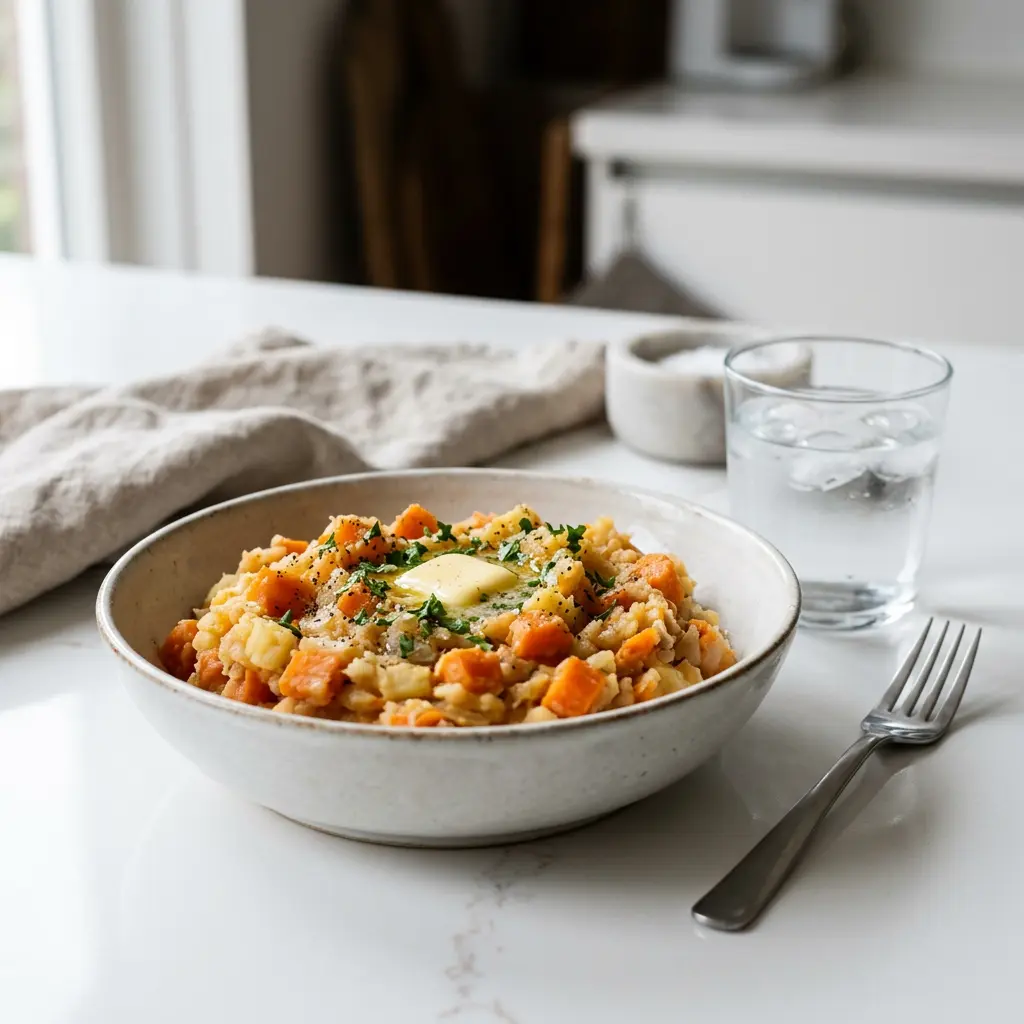 Foto van Hutspot klaar om te serveren